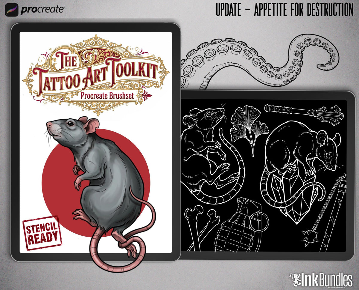 Procreate Tattoo Art Toolkit Bundle - 1,400+ Stamps & Brushes