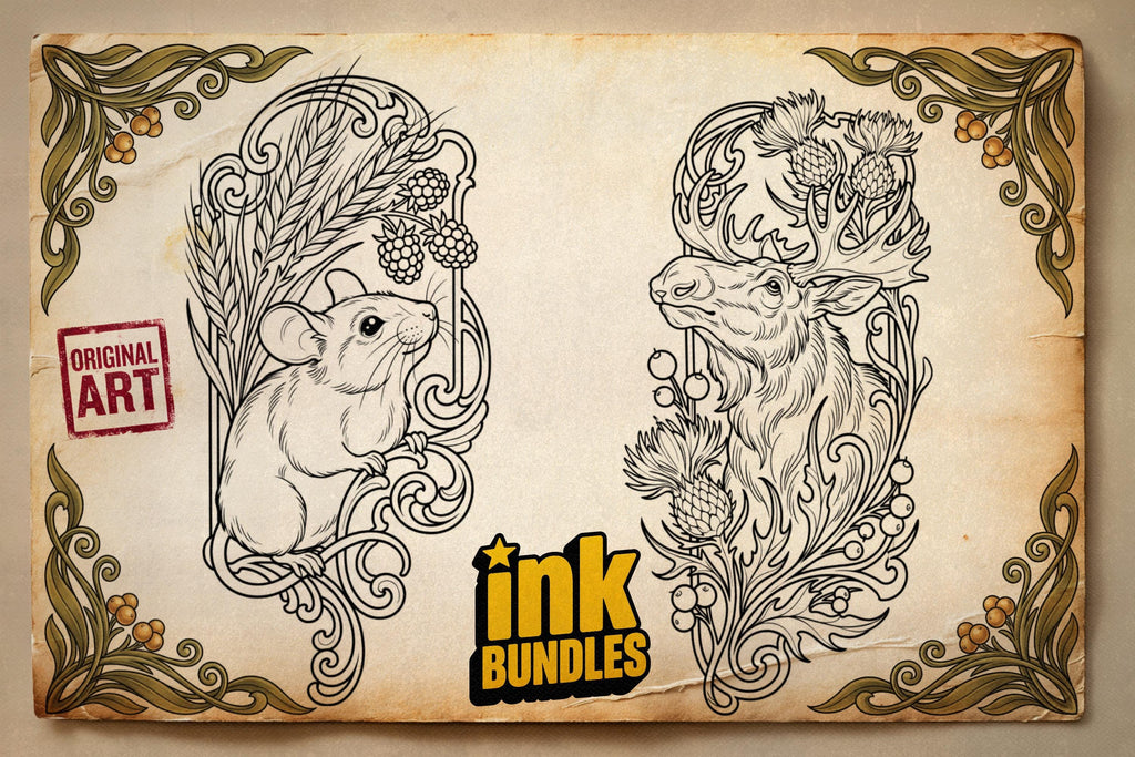 Art Nouveau Ornamental Forest Animals | Procreate| Custom Art | PDF book