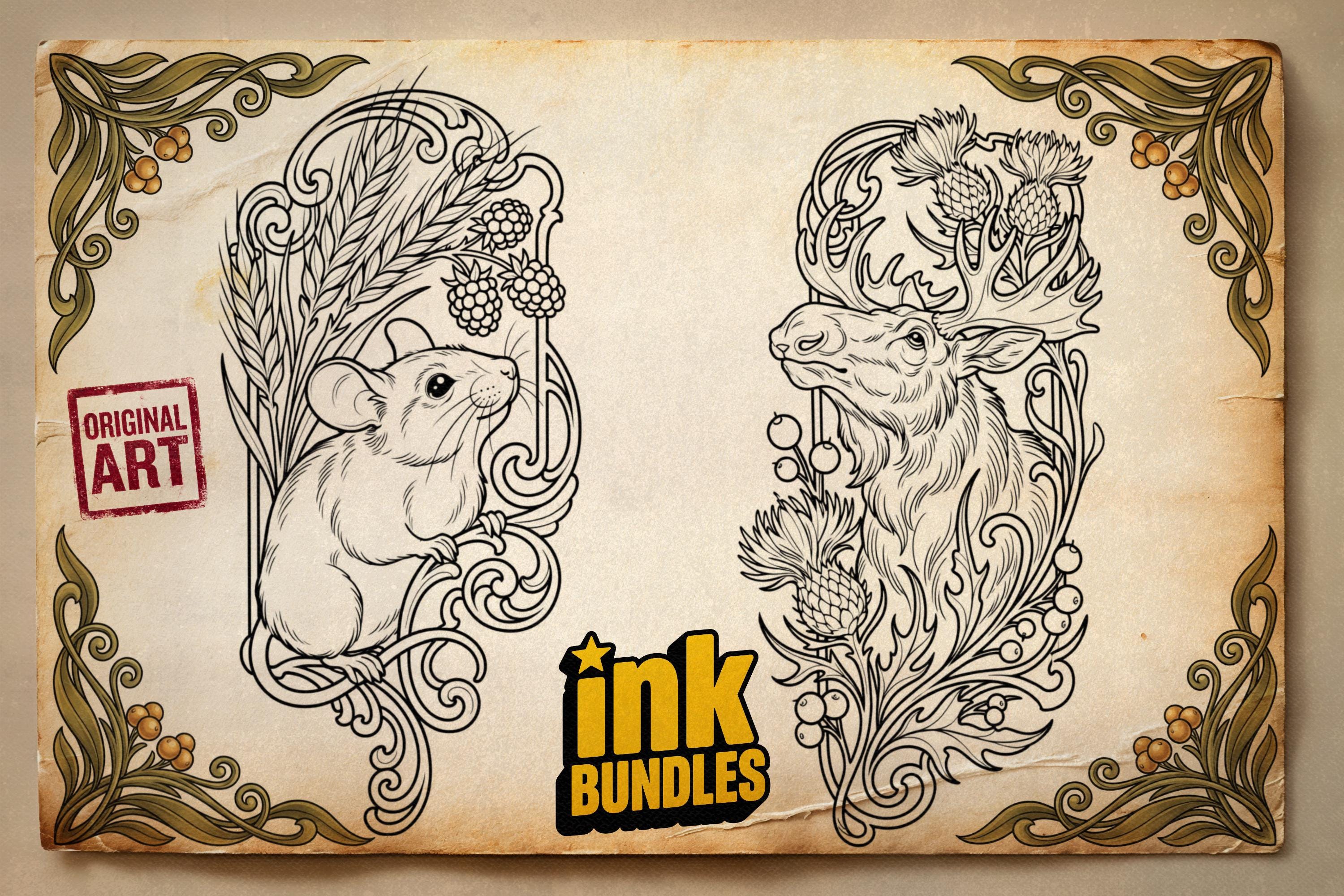 Art Nouveau Ornamental Forest Animals | Procreate| Custom Art | PDF book
