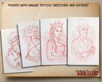 Tattoo Flash Brush Set: Watercolor, Spitshade, Ink, Paper Textures, digital download