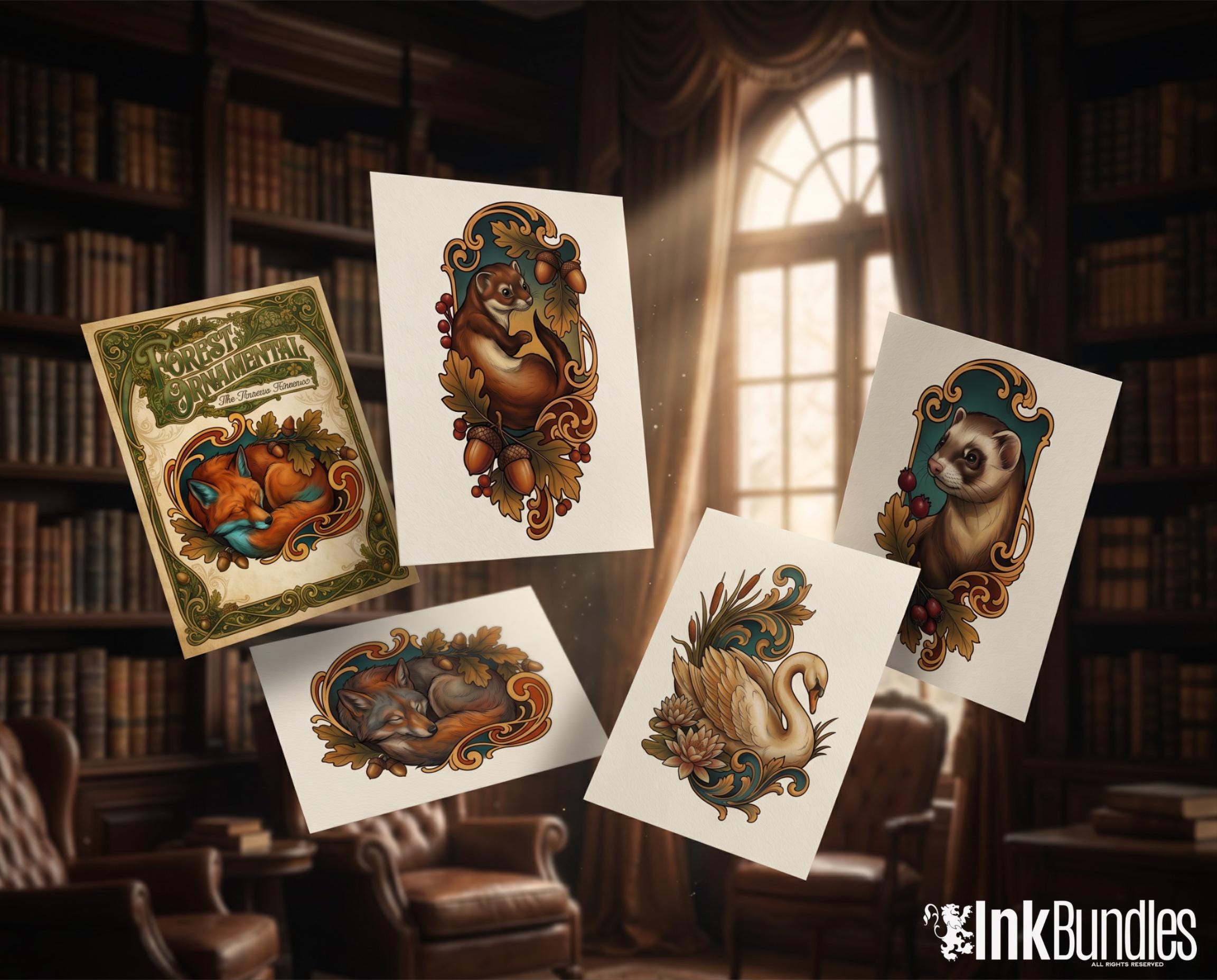 Art Nouveau Ornamental Forest Animals | Procreate| Custom Art | PDF book