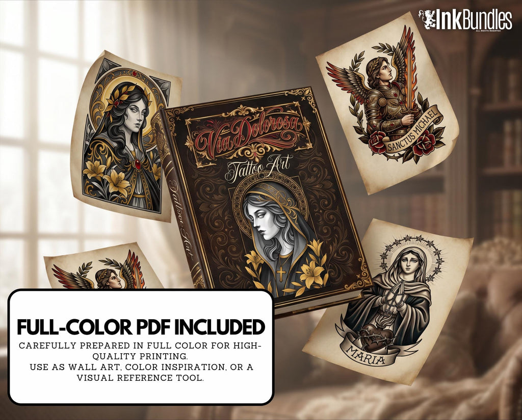 Religious Designs | Procreate + PNG & Ebook| Saints | Tatto art stencils