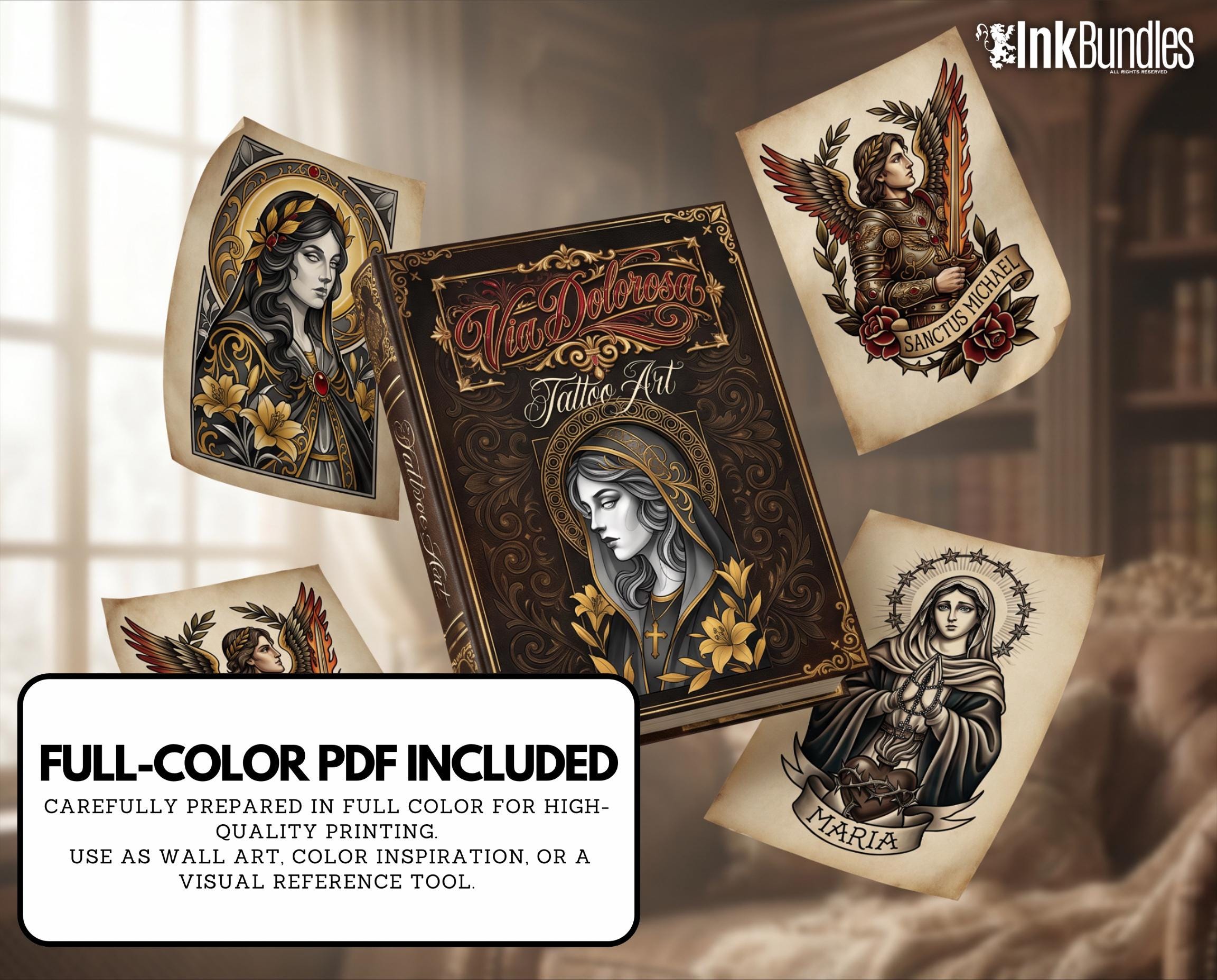 Religious Designs | Procreate + PNG & Ebook| Saints | Tatto art stencils