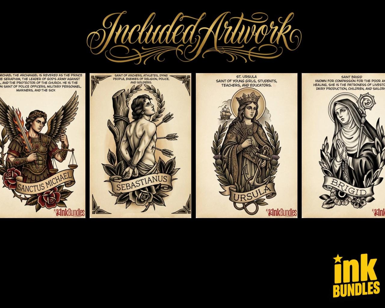 Religious Designs | Procreate + PNG & Ebook| Saints | Tatto art stencils