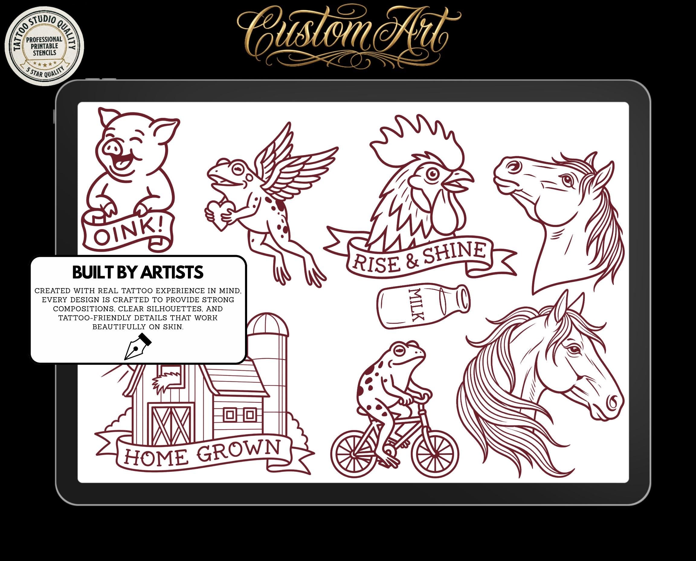 Procreate Barnyard Flash | Old mcflash | unique tattoo stencil collection