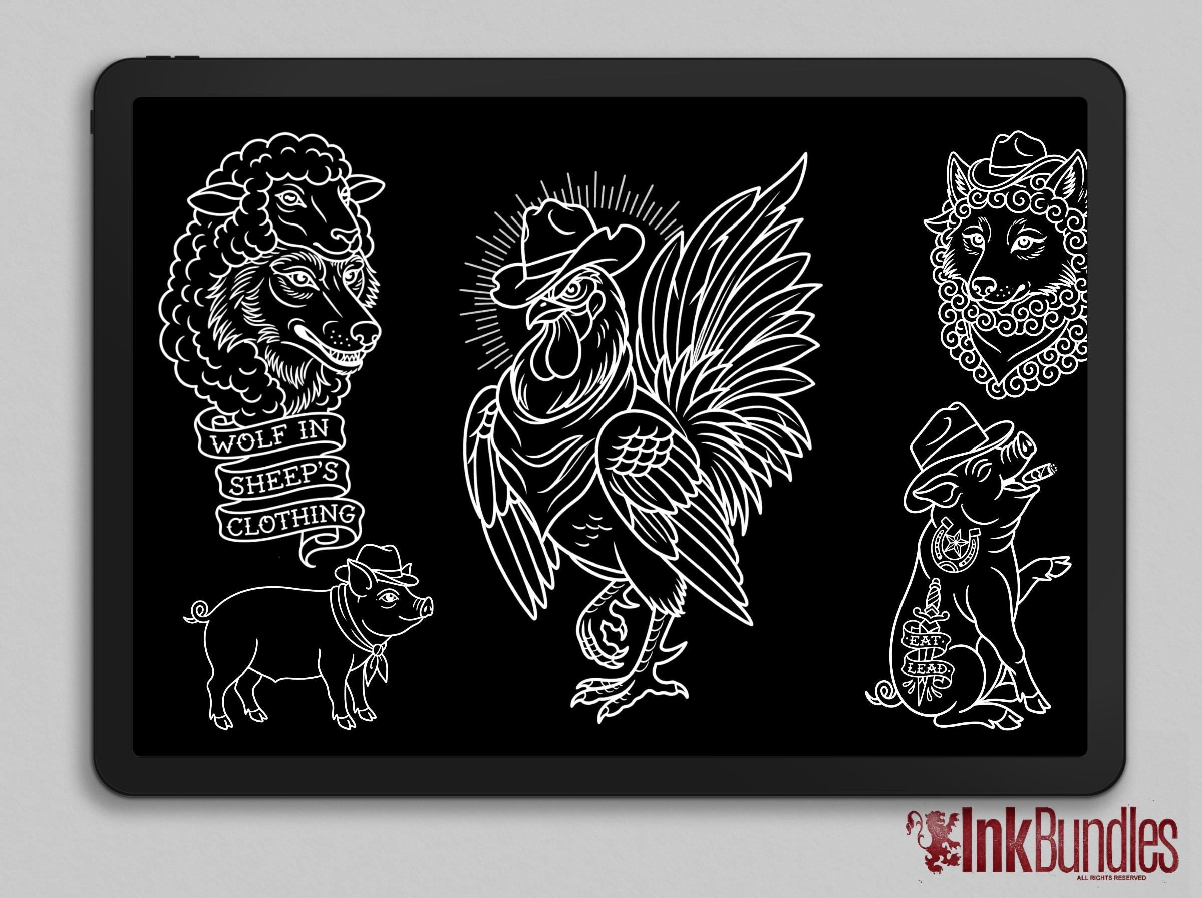 Procreate Barnyard Flash | Old mcflash | unique tattoo stencil collection