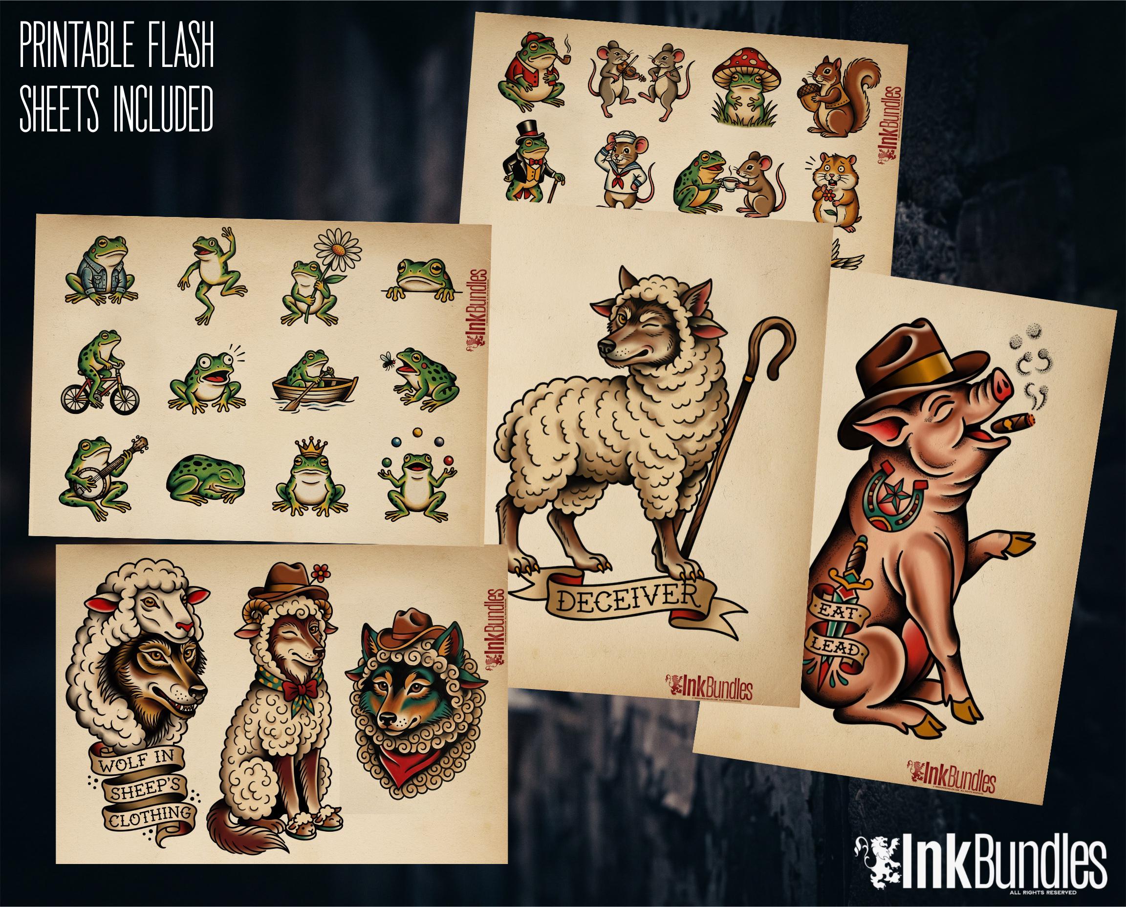 Procreate Barnyard Flash | Old mcflash | unique tattoo stencil collection