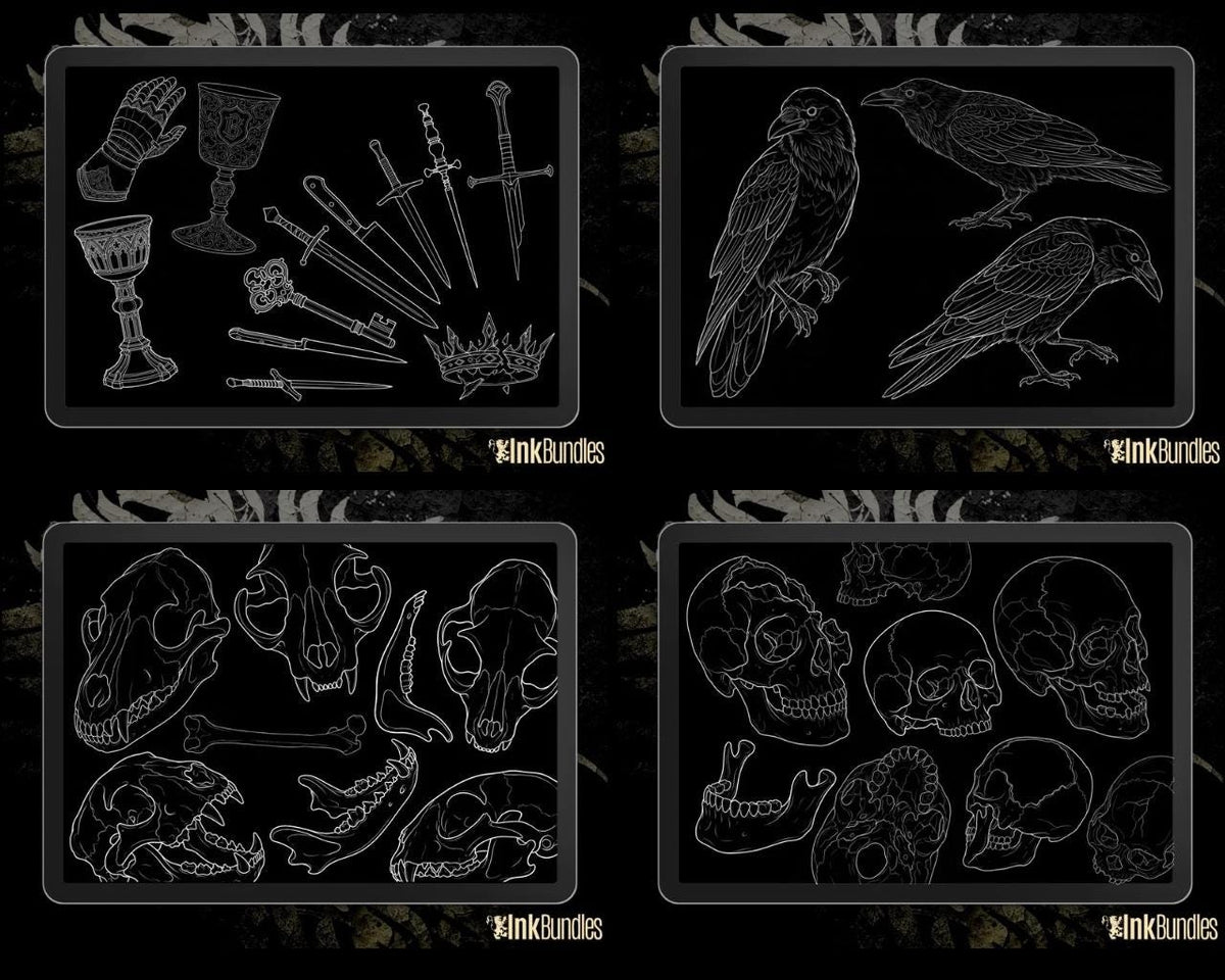 1700+ The Tattoo Art Toolkit 2.0 — Procreate Stencils & References | Neo‑Traditional Semi‑Real Assets