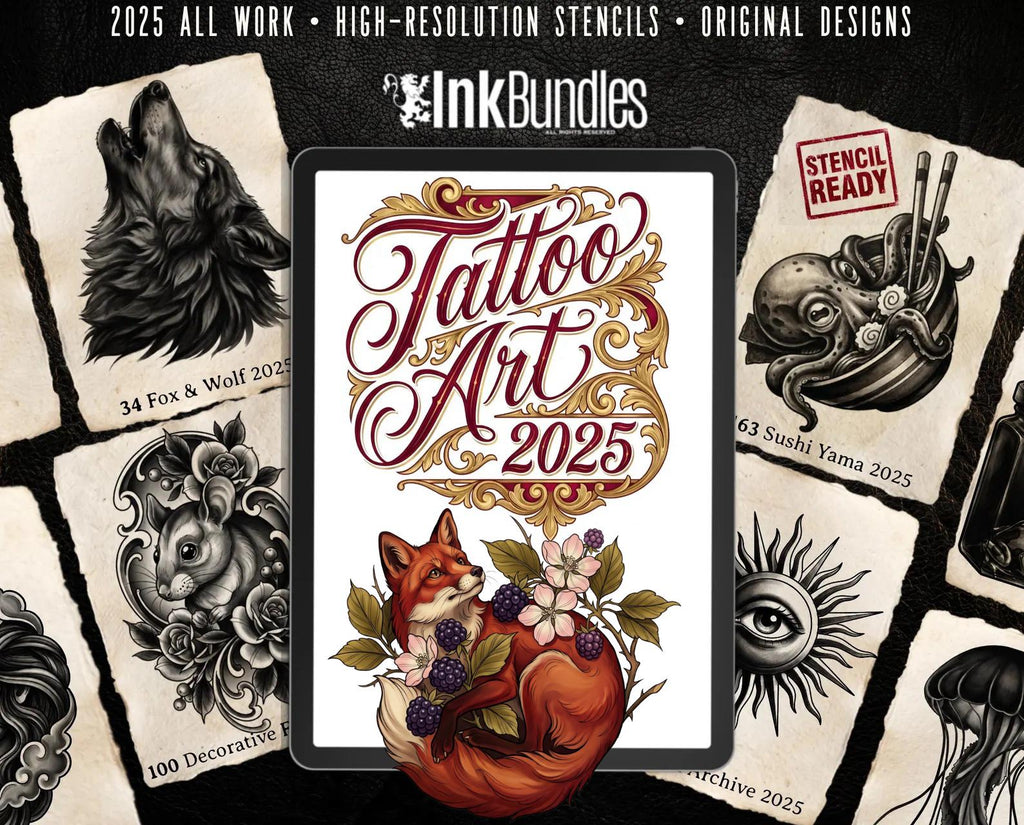 Procreate Tattoo collection 2025 | high resolution stencils | Creative Original Tattoo Stamp Brushes
