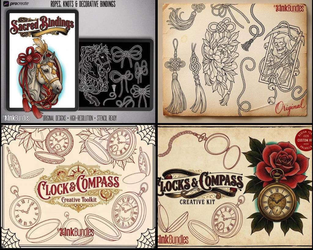 Procreate Tattoo collection 2025 | high resolution stencils | Creative Original Tattoo Stamp Brushes