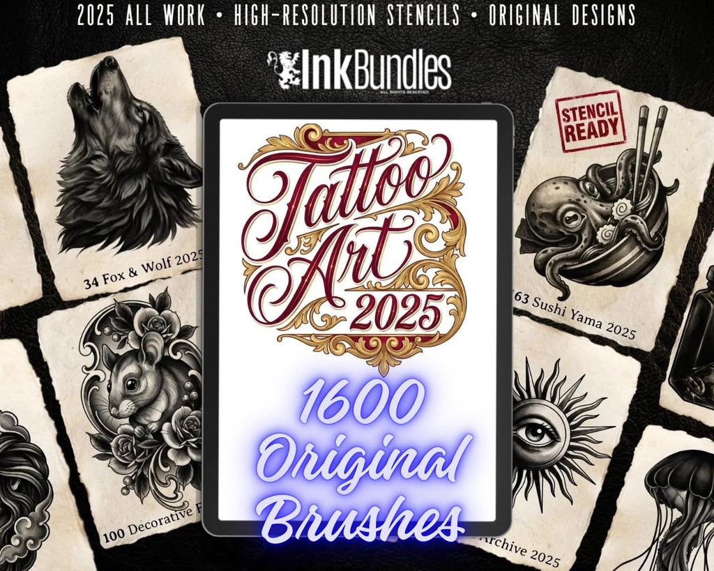 Procreate Tattoo collection 2025 | high resolution stencils | Creative Original Tattoo Stamp Brushes