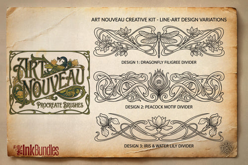 Art Nouveau Procreate Kit: ~400 Stamp Brushes (PDF)
