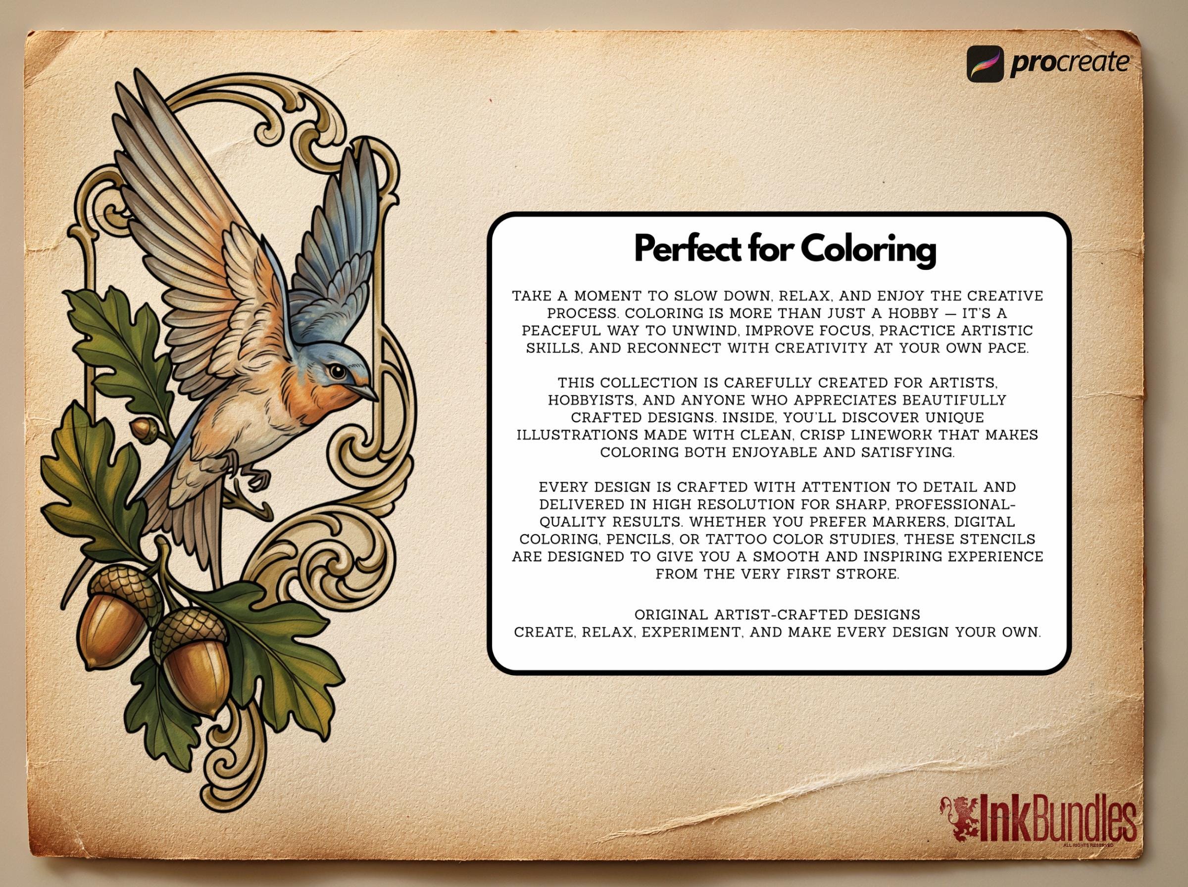 Art Nouveau Ornamental Forest Animals | Procreate| Custom Art | PDF book