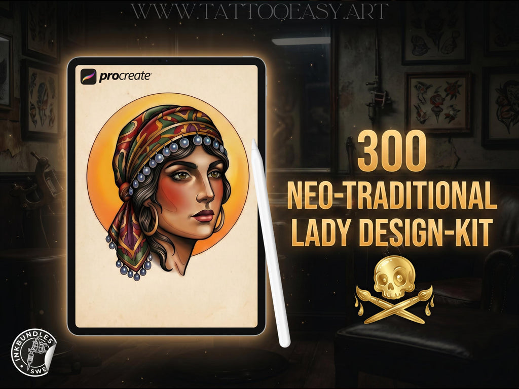 300 Neo-Traditional Lady Design Kit for Procreate