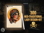 300 Neo-Traditional Lady Design Kit for Procreate