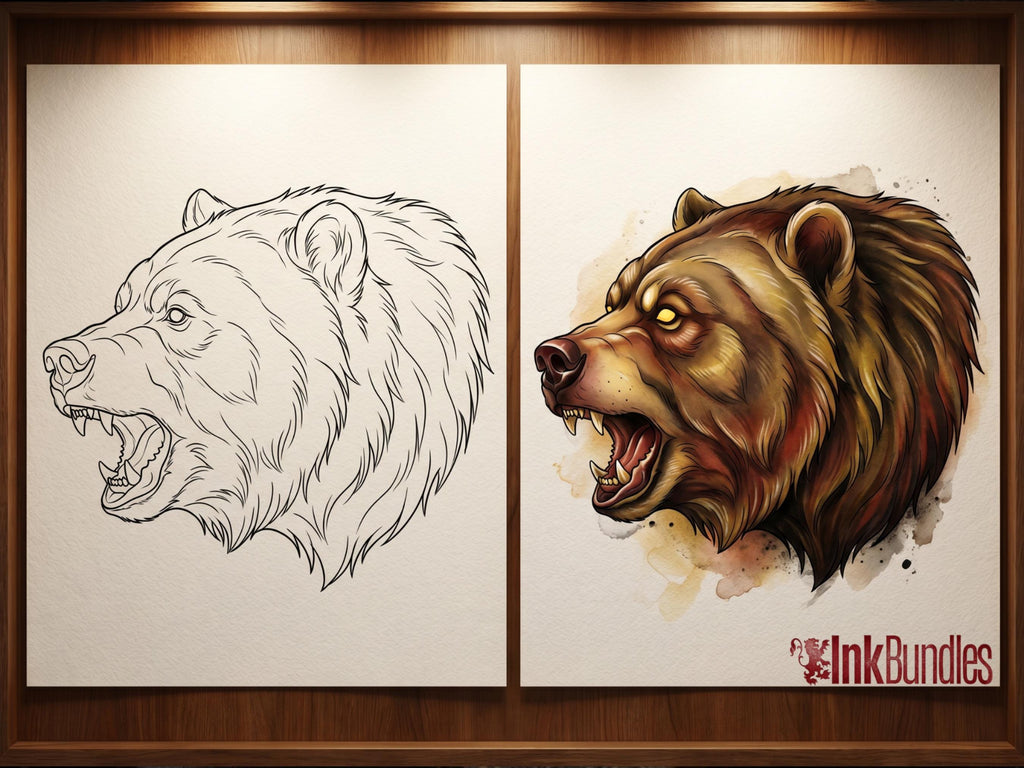 Procreate Neo Traditional Animal Tattoo Design Reference Kit, Brushset & PNG, original stencils