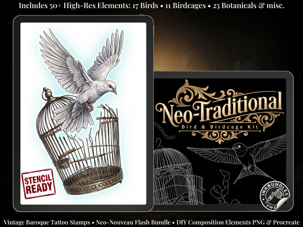 Procreate Bird & Birdcage diy kit | Custom Art | Tattoo references, creative kit,