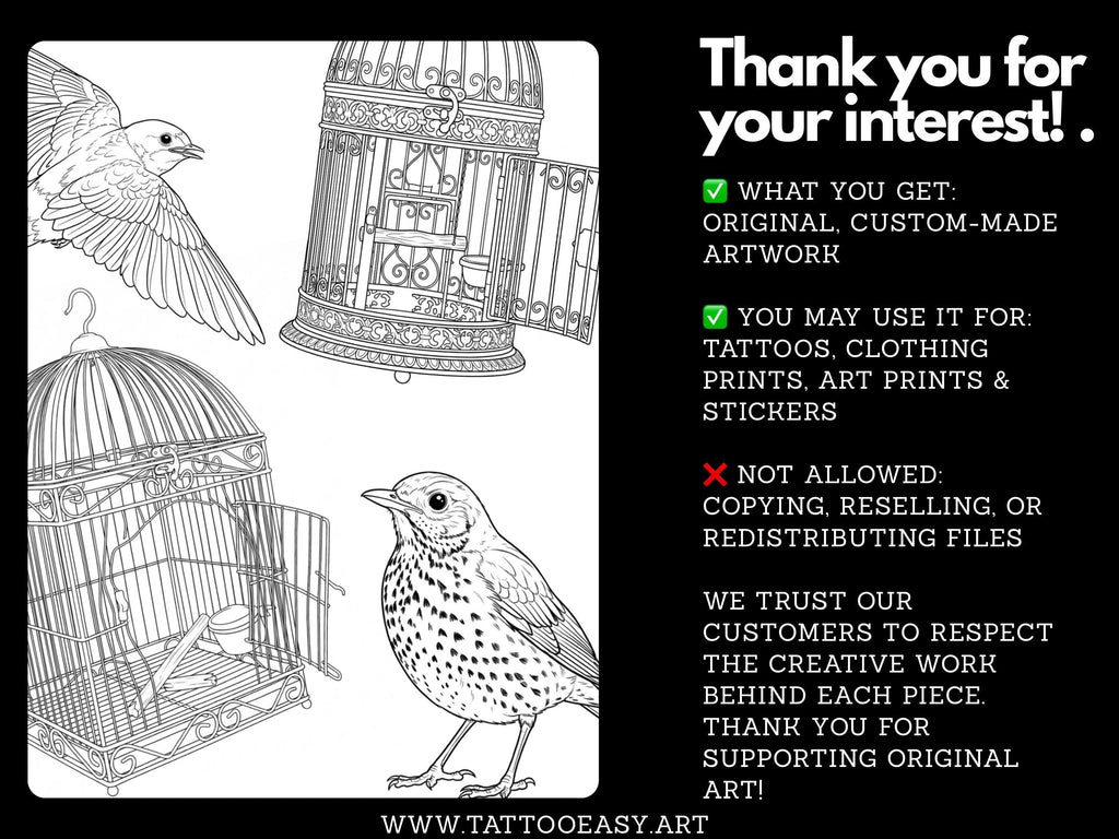 Procreate Bird & Birdcage diy kit | Custom Art | Tattoo references, creative kit,