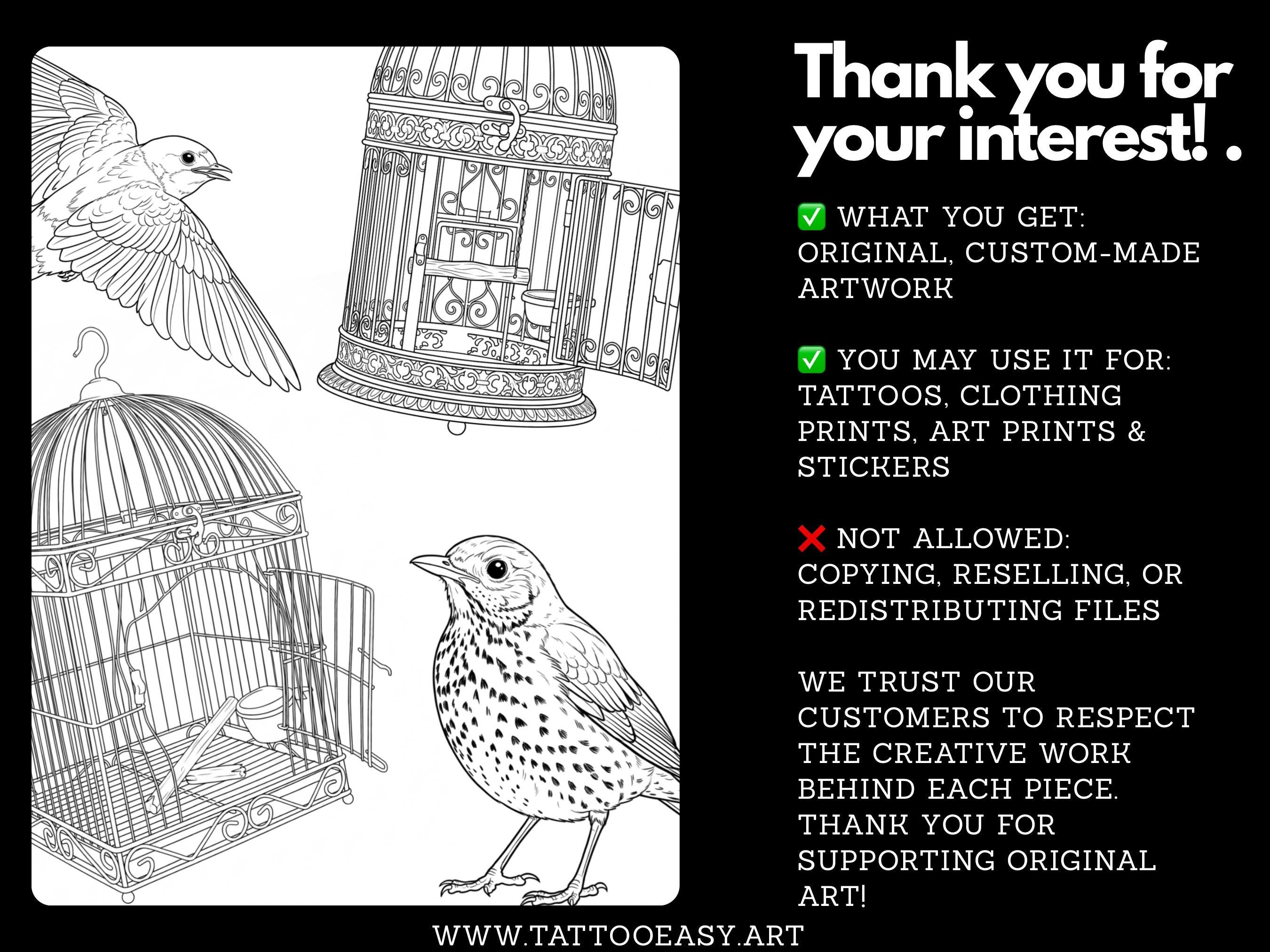 Procreate Bird & Birdcage diy kit | Custom Art | Tattoo references, creative kit,