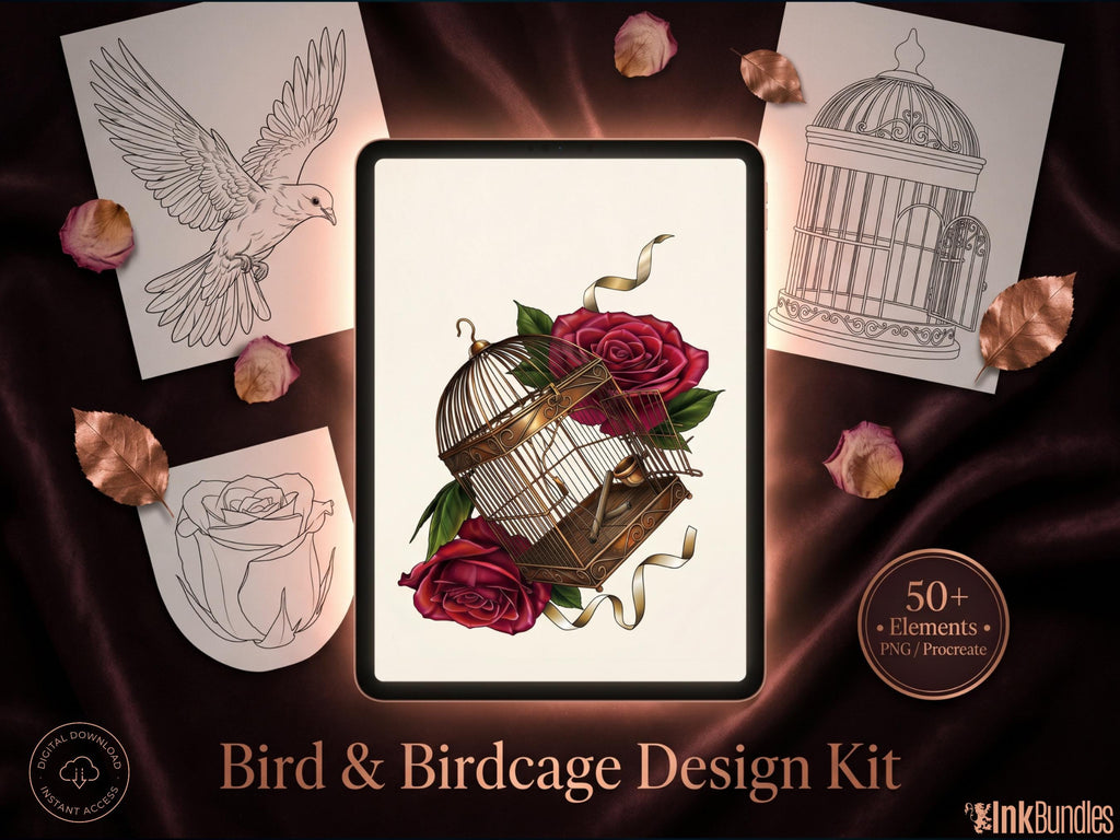 Procreate Bird & Birdcage diy kit | Custom Art | Tattoo references, creative kit,