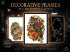 Decorative Frames Tattoo Stencil art – Frame templates & Designs Procreate | PNG | PDF Tattoo References