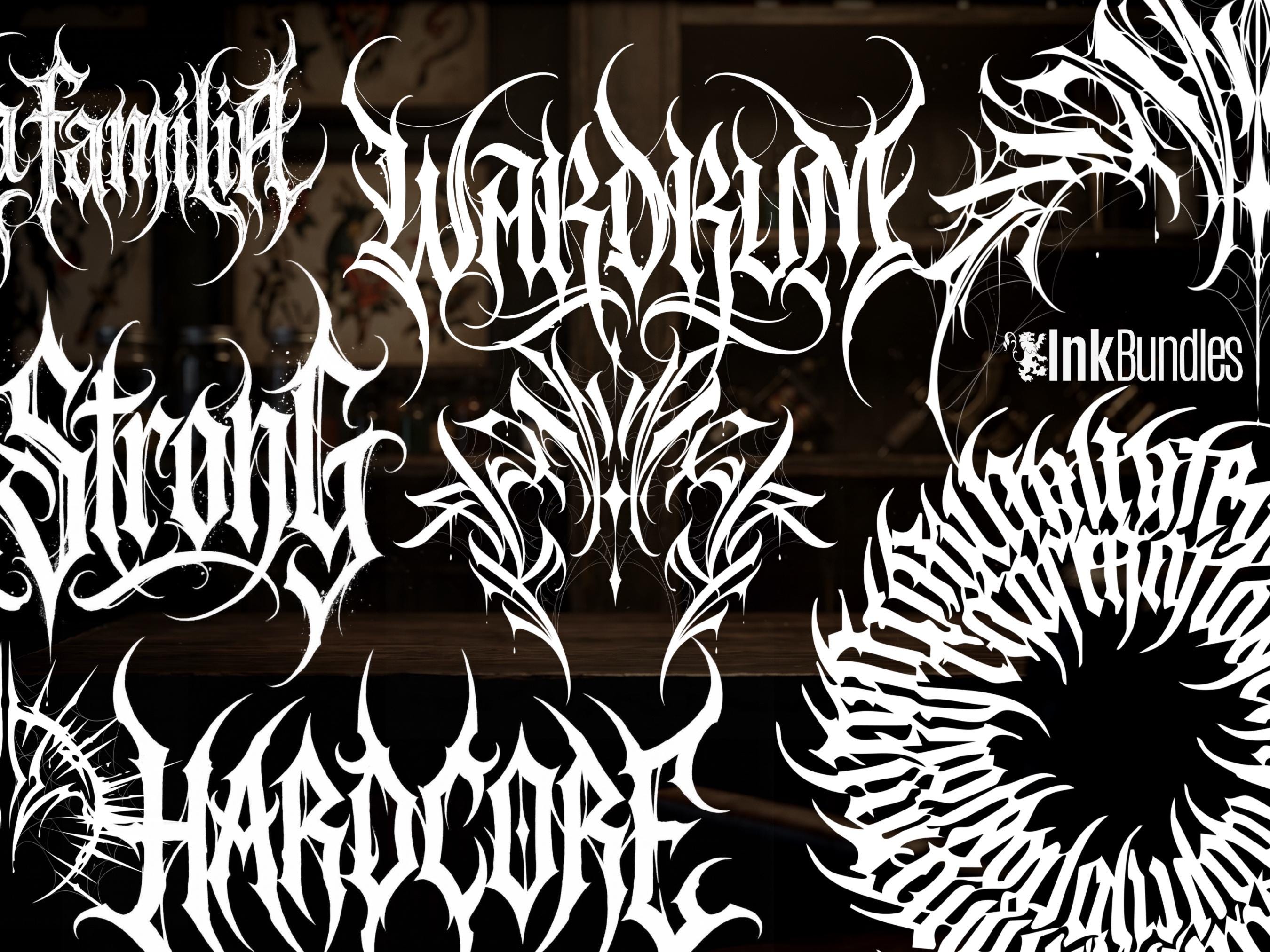 Goth Ink Tattoo Art: Procreate Stamps, Dark Calligraphy (Digital Download)