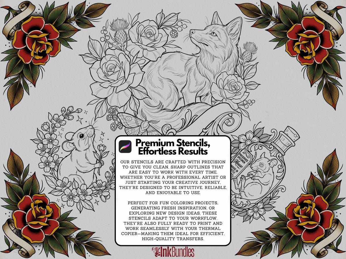 1700+ The Tattoo Art Toolkit 2.0 — Procreate Stencils & References | Neo‑Traditional Semi‑Real Assets