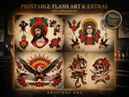 Procreate Traditional tattoo art XL, 600+ designs drawn by handmade ( digital download for Procreate )
