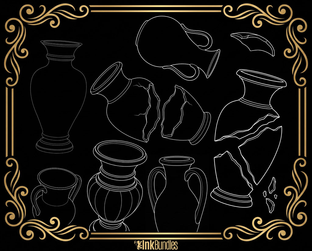 Procreate tattoo art, 35 vases drawn by hand ~ ready made tattoo templates
