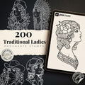 200+ Traditional Tattoo Ladies for Procreate | Old School Flash Stencils, Trad Girls Bundle