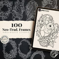 Decorative Frames Tattoo Stencil art – Frame templates & Designs Procreate | PNG | PDF Tattoo References