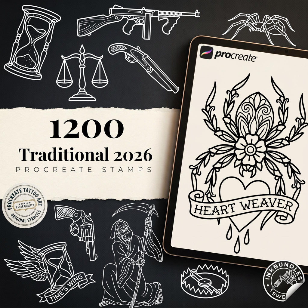 2026 Traditional Tattoo Procreate Stamp Collection