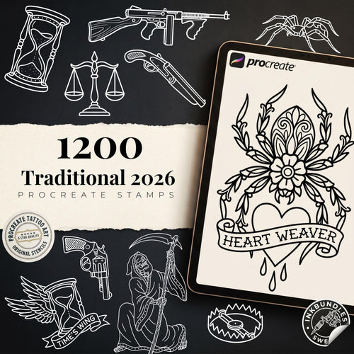 2026 Traditional Tattoo Procreate Stamp Collection