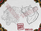 Procreate Neo Traditional Animal Tattoo Design Reference Kit, Brushset & PNG, original stencils