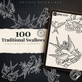 Traditional Swallows Tattoo Design kit - Procreate | 100+ Classic Swallow Tattoos, Old School Stencils