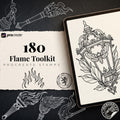 Fire & Torch Tattoo Toolkit, Flame, Lamp PNG Procreate Bundle, Tattoo Flash Brushset for Artists