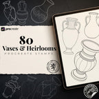 Procreate tattoo art, 35 vases drawn by hand ~ ready made tattoo templates