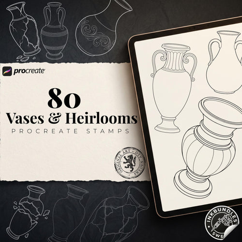 Procreate tattoo art, 35 vases drawn by hand ~ ready made tattoo templates