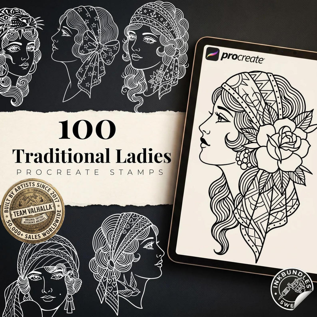 Procreate 100 Traditional Lady Portraits