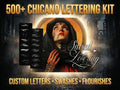 Chicano Lettering kit - Procreate XL | Cholo ( digital download ) Tattoo Fonts design kit