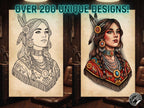 200+ Traditional Tattoo Ladies for Procreate | Old School Flash Stencils, Trad Girls Bundle