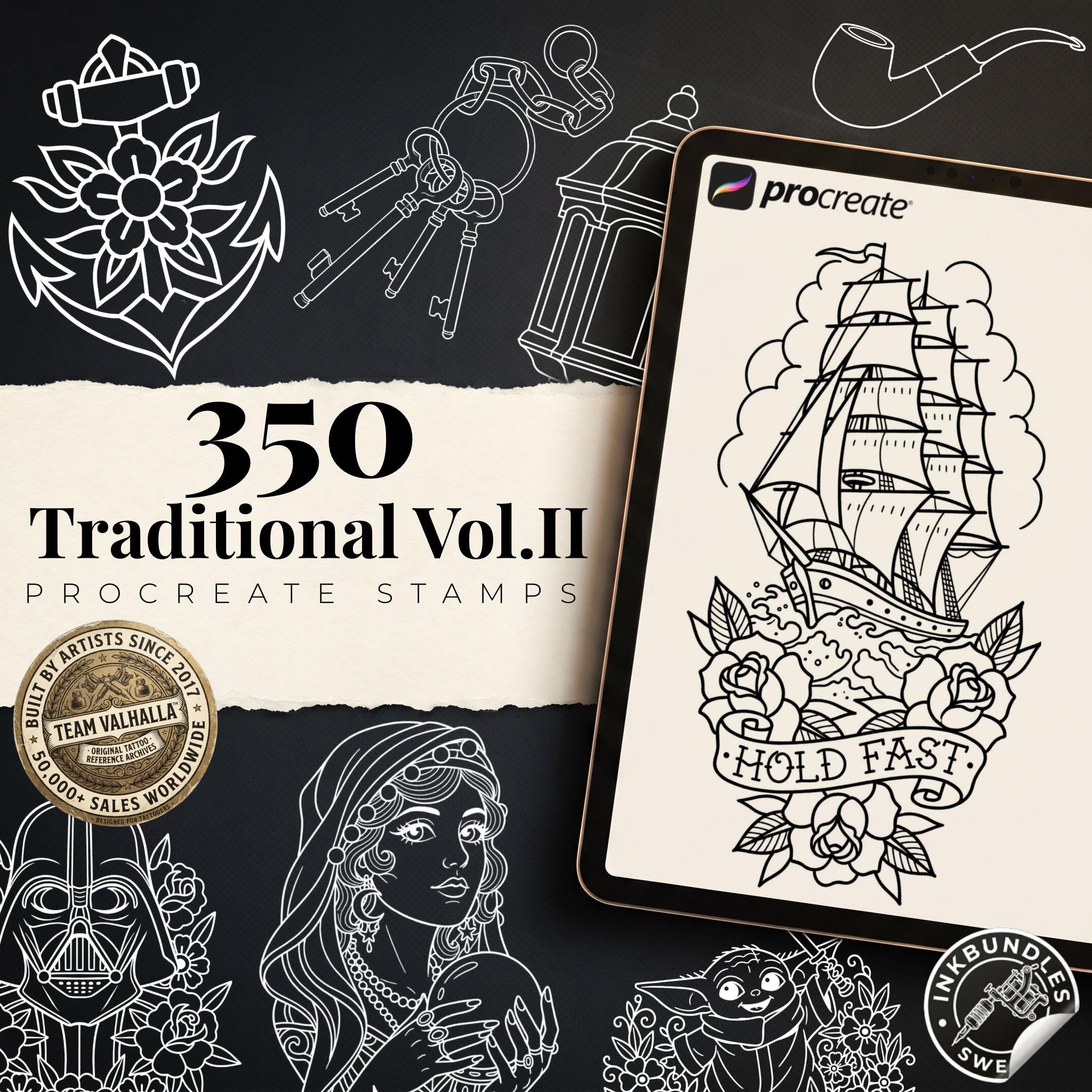 350+ Traditional Tattoo Ideas – Procreate Stamps | Old School