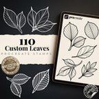 Procreate Neo traditional Fine Line Leaves, Custom Leaf Design Kit