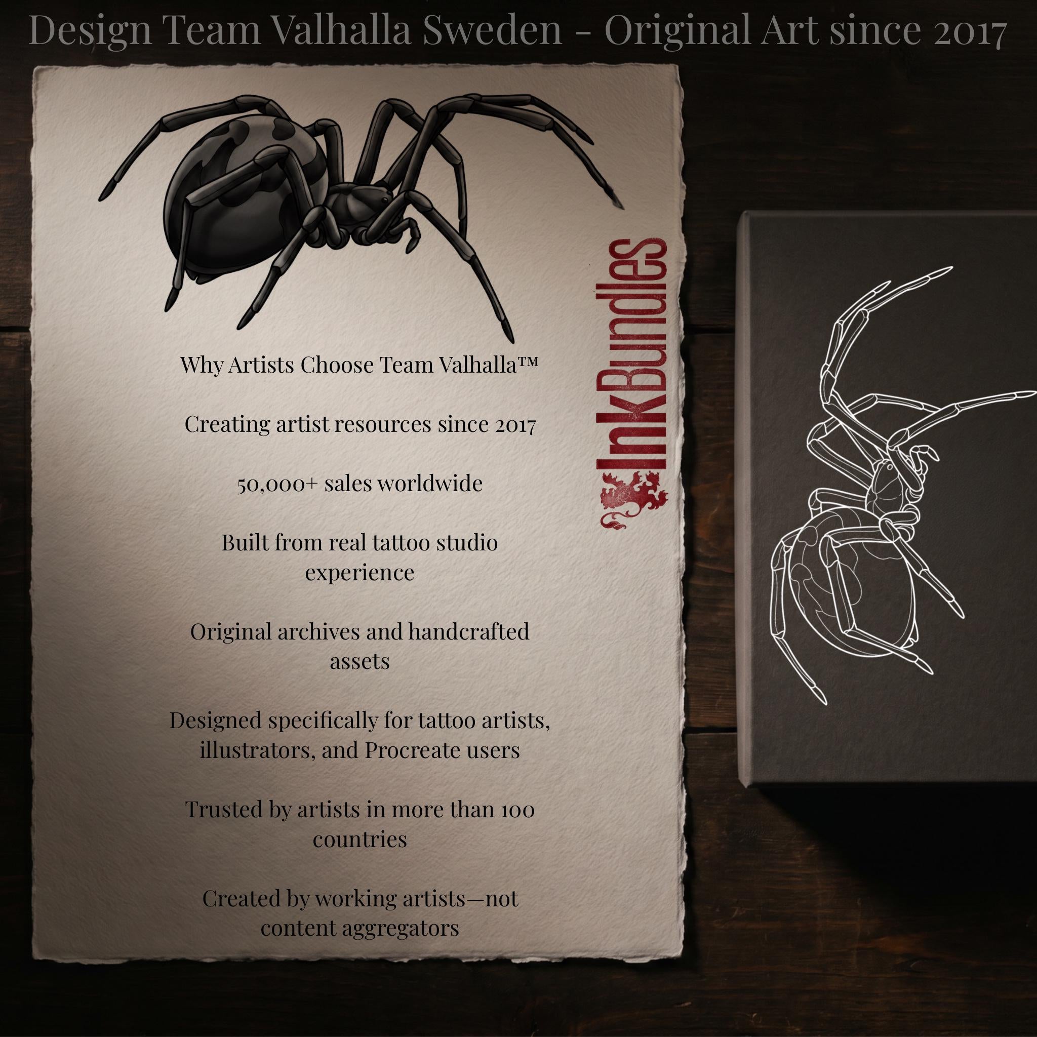 Procreate Spiders, Neo-Traditional / Semi-Realistic - 45 Custom Stencils