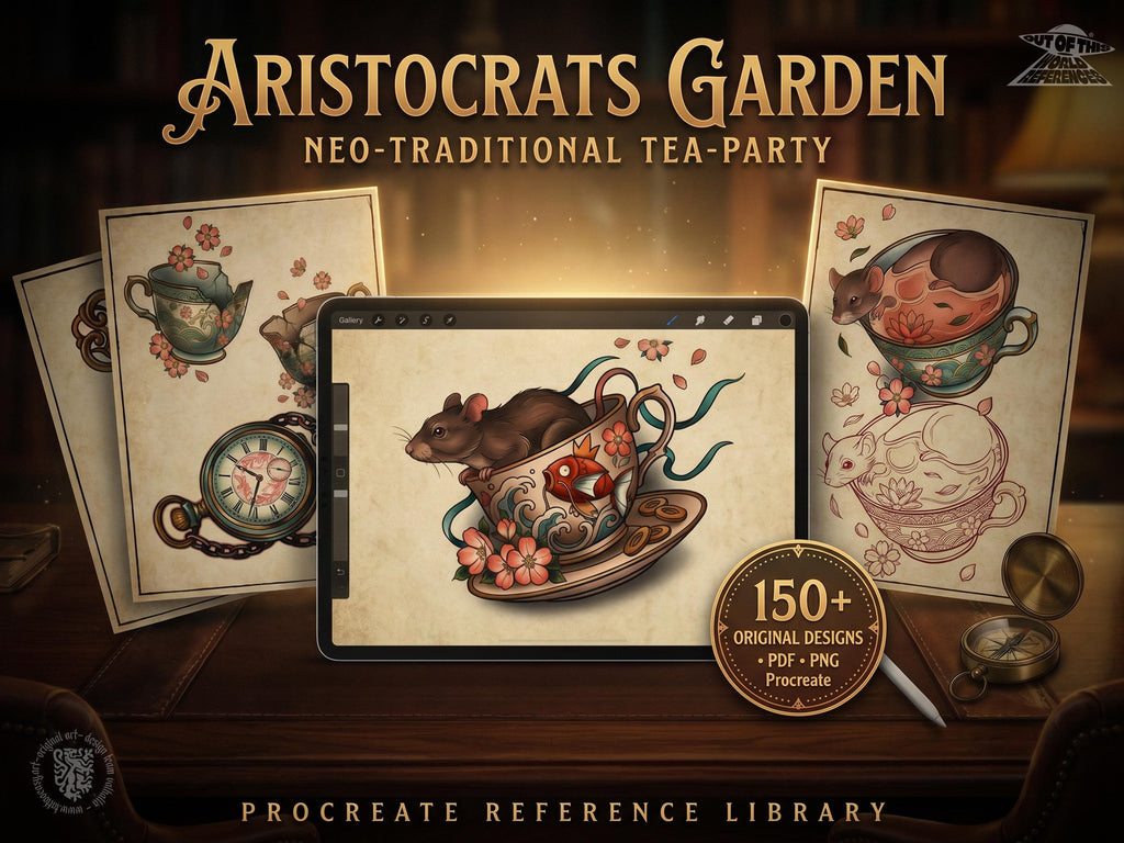 Tea Party Tattoo Stencils – Procreate Stamps