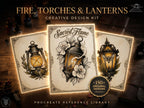 Fire & Torch Tattoo Toolkit, Flame, Lamp PNG Procreate Bundle, Tattoo Flash Brushset for Artists