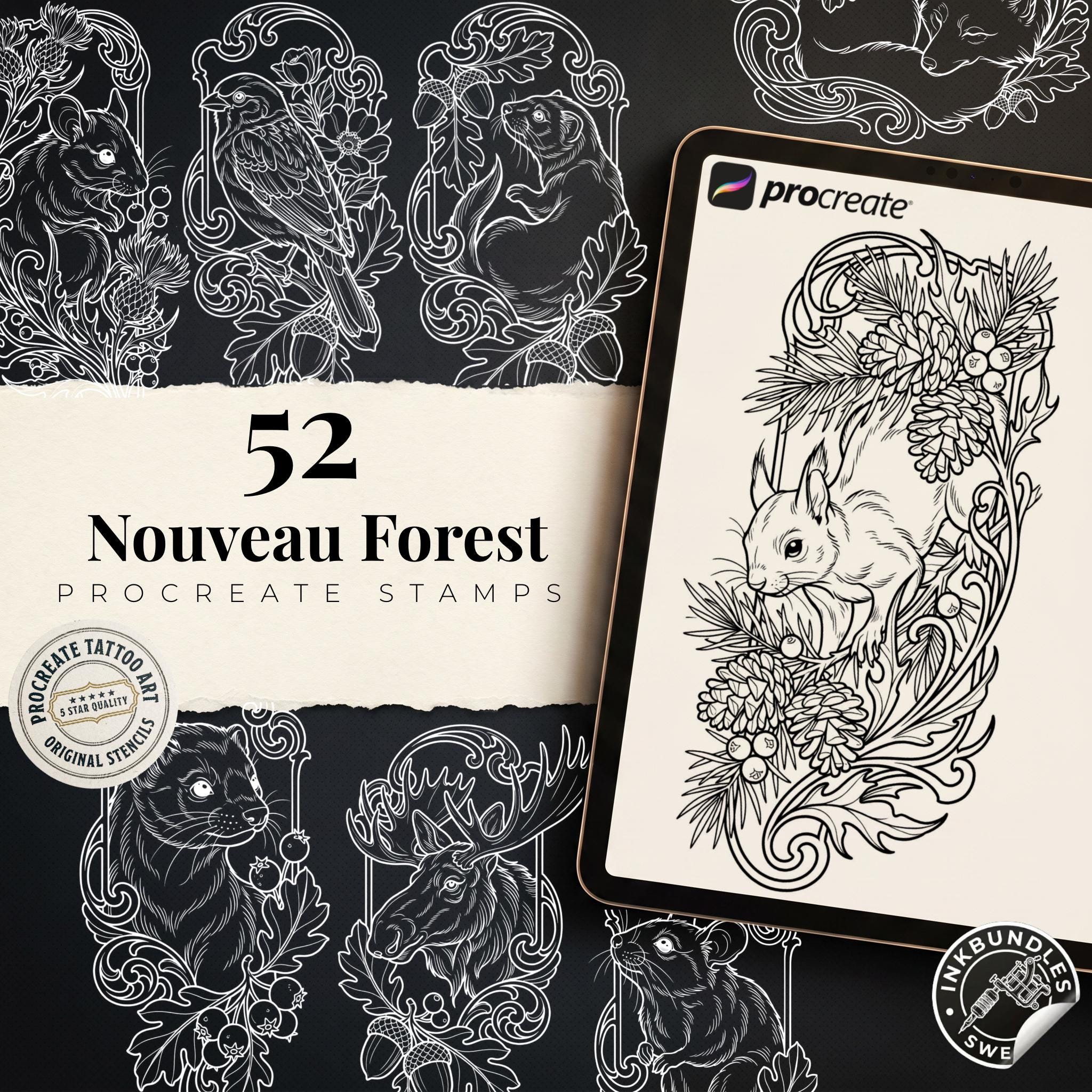 Art Nouveau Ornamental Forest Animals | Procreate| Custom Art | PDF book