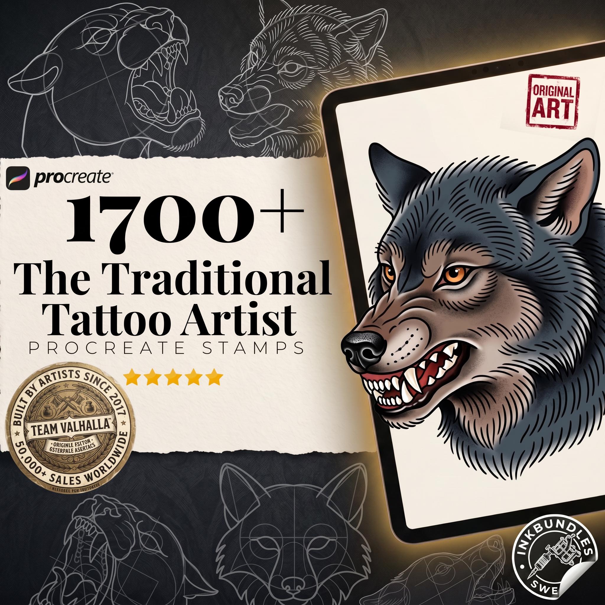 Traditional Tattoo Toolkit for Procreate, Build Your Own Designs, American Traditional Flash Brush Set
