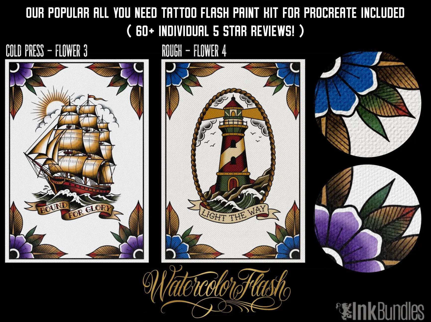 Traditional Tattoo Toolkit for Procreate, Build Your Own Designs, American Traditional Flash Brush Set