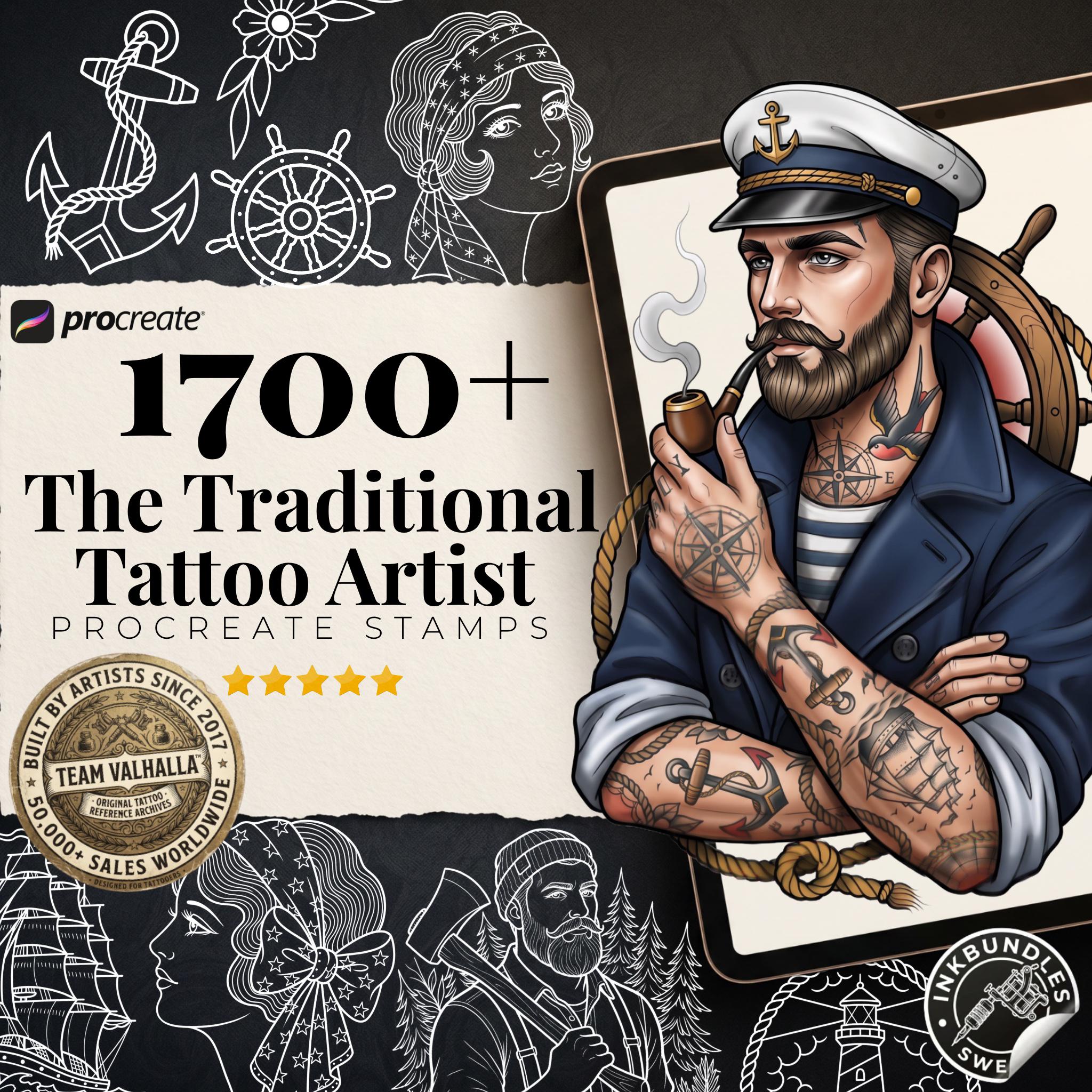 Traditional Tattoo Toolkit for Procreate, Build Your Own Designs, American Traditional Flash Brush Set
